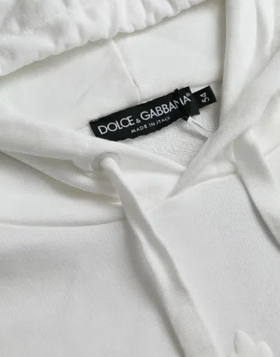 Shop Dolce & Gabbana White Cotton Hooded Pullover Sweatshirt Men's Sweater