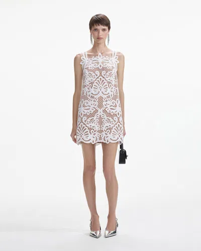 Shop Self-portrait White Guipure Lace Mini Dress