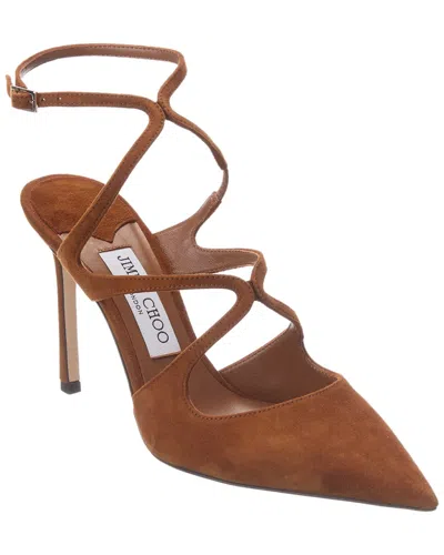 Jimmy Choo Azia 95 Suede Pump In Brown