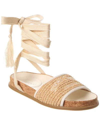 Jimmy Choo Gal Logo-print Flat Espadrilles In Beige