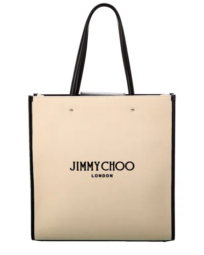 Jimmy Choo N/s Large Canvas & Leather Tote In White