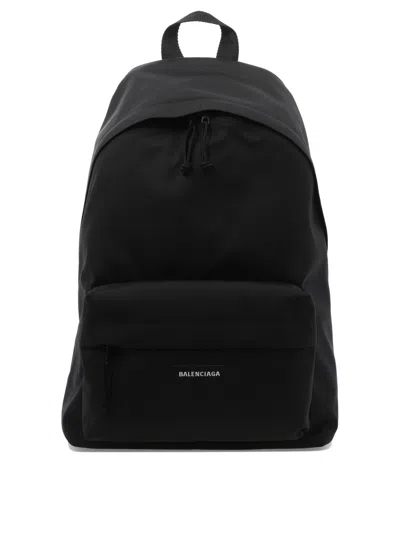 Shop Balenciaga Black Nylon Backpack With  Logo Detail For Women