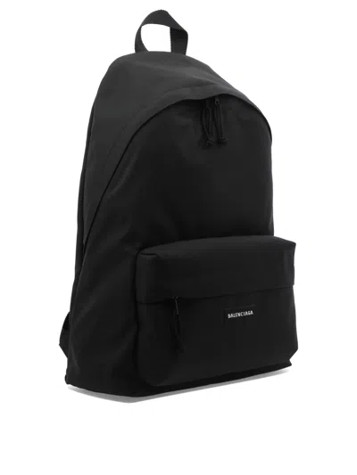 Shop Balenciaga Black Nylon Backpack With  Logo Detail For Women