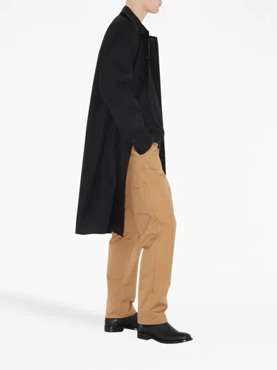 Burberry Logo-tag Cotton Straight-leg Trousers In Camel
