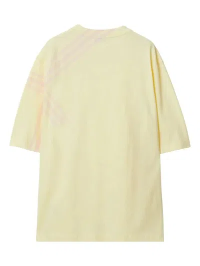 Shop Burberry Yellow & Orange Check Print Cotton T-shirt For Men