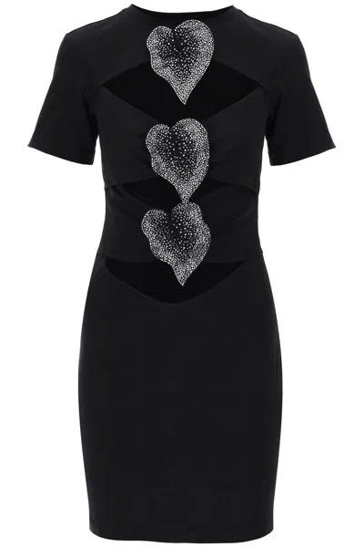 Shop Giuseppe Di Morabito Cut-out Mini Dress With Appliqué Anthurium Flowers In Black