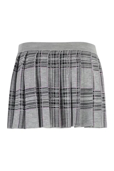 Shop Giuseppe Di Morabito Grey Merinos Wool Pleated Knit Skirt For Women