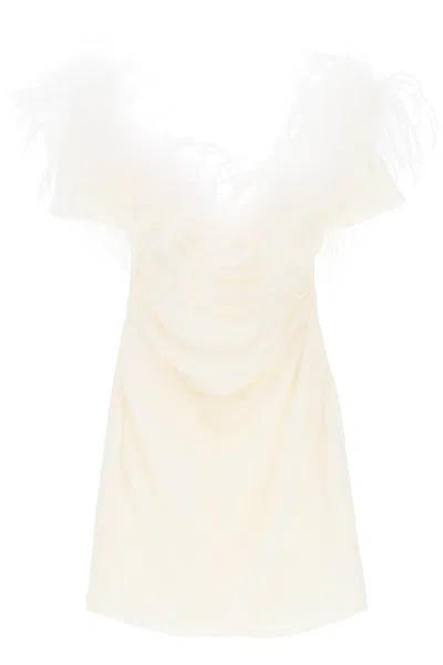 Shop Giuseppe Di Morabito Off-shoulder Ostrich Feather Mini Dress For Women In White