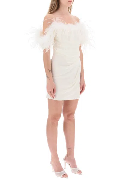 Shop Giuseppe Di Morabito Off-shoulder Ostrich Feather Mini Dress For Women In White