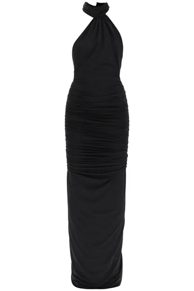 Shop Giuseppe Di Morabito Shiny-finish Draped T-shirt Maxi Dress For Women In Black