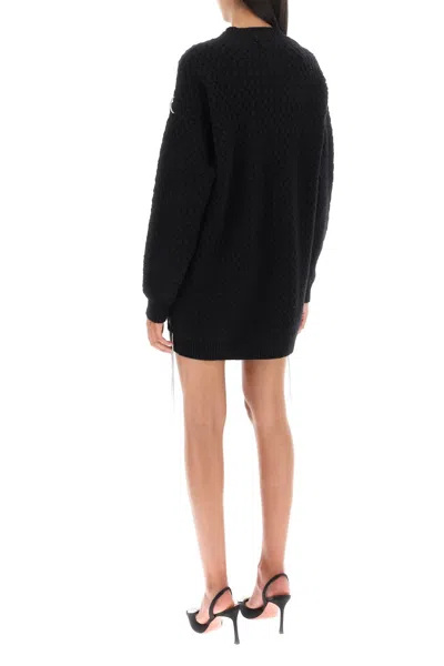 Shop Giuseppe Di Morabito Women's Black Knit Mini Dress With Rhinestone Detail