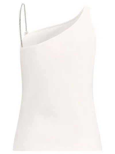 Shop Givenchy Asymmetrical White Top With Metal Chain Detail