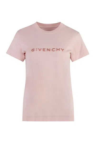 Shop Givenchy Black Ribbed Crew-neck Cotton T-shirt For Women In Pink