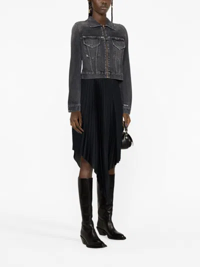 Shop Givenchy Black Washed Zip Hunter Denim Jacket For Women