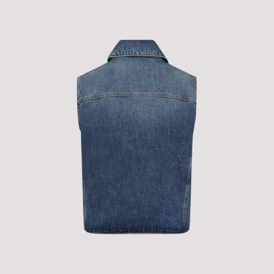 Shop Givenchy Denim Vest For Men With Zippered Pockets And Visible Stitching In Blue