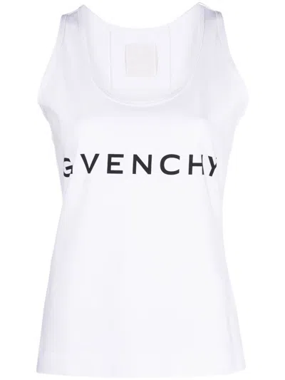 Shop Givenchy Logo Print Cotton Tank Top For Women In White