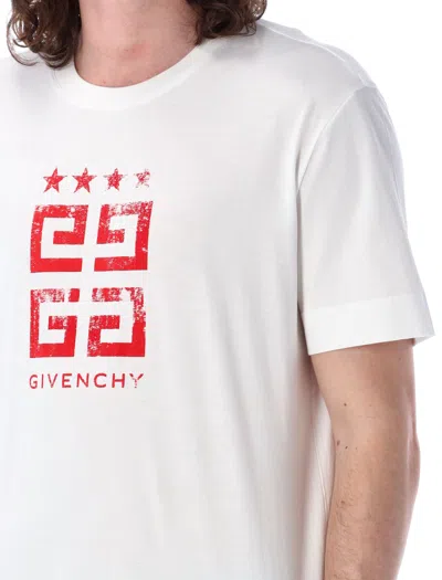 Shop Givenchy Men's 4g Stars T-shirt In White/red