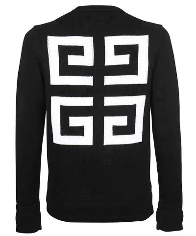 Shop Givenchy Men's Black Cotton Crew-neck Sweater With Contrasting Logo Intarsia