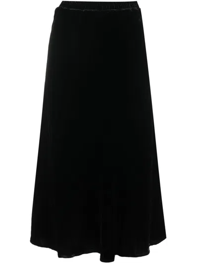 Shop Gold Hawk Black Velvet Maxi Skirt For Women