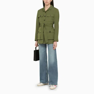 Shop Golden Goose Women's Green Single-breasted Jacket With Belt For Ss23