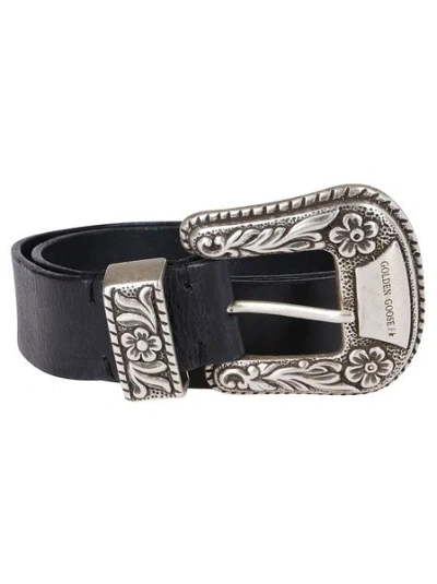 Shop Golden Goose Black Leather Belt With Lace Detail For Women
