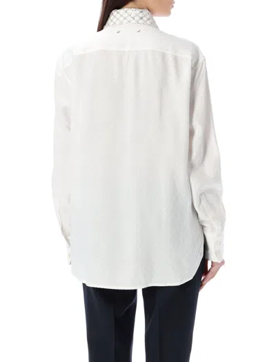 Shop Golden Goose Embroidered White Boyfriend Shirt For Women