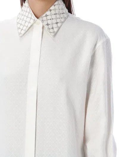 Shop Golden Goose Embroidered White Boyfriend Shirt For Women