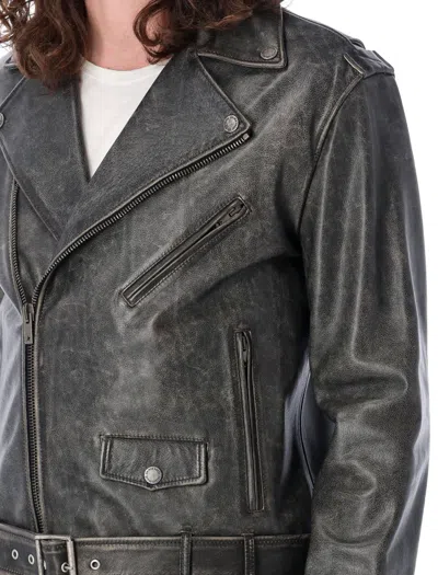 Shop Golden Goose Men's Biker Leather Jacket In Black For Ss24