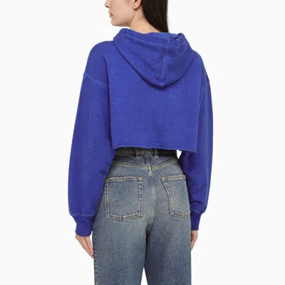 Shop Golden Goose Navy Blue Cropped Hoodie For Women