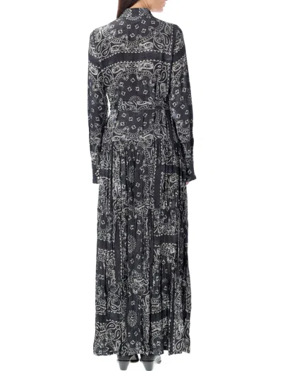 Shop Golden Goose Paisley Print Long Dress In Anthracite For Women