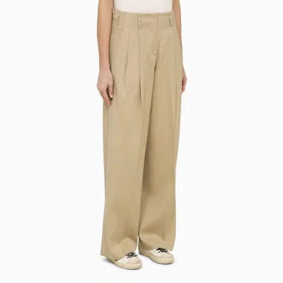 Shop Golden Goose Sand-coloured Wide-leg Wool Trousers For Women In Grey