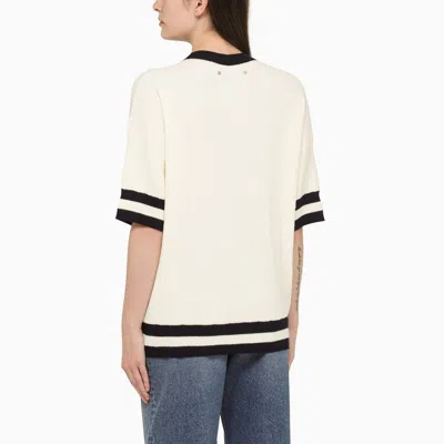 Shop Golden Goose White Cotton-blend Crewneck Sweater For Women