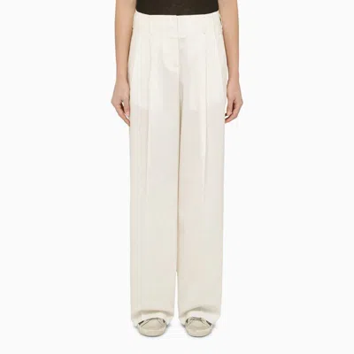 Shop Golden Goose White Wool Blend Trousers For Women