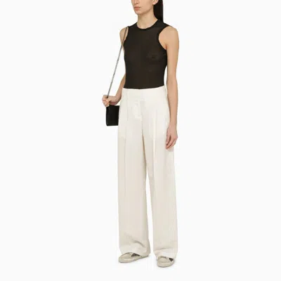 Shop Golden Goose White Wool Blend Trousers For Women