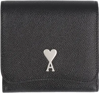 Shop Ami Alexandre Mattiussi Grainy Leather Wallet For Women In Black