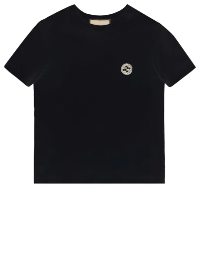 Shop Gucci Black Interlocking G Short-sleeved T-shirt For Women
