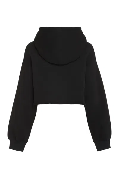 Shop Gucci Sequin Embellished Cropped Hoodie In Black For Women
