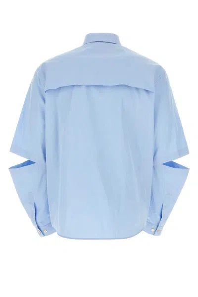 Shop Gucci Blue Detachable Sleeve Poplin Shirt For Women In Light Blue
