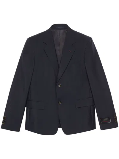 Shop Gucci Classic Navy Blue Single-breasted Wool Suit For Men