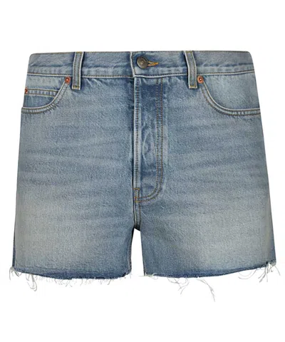 Shop Gucci Men's Blue Denim Shorts For Ss22