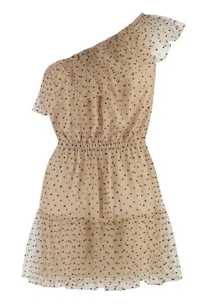 Shop Gucci Elegant Beige Polka Dot Tulle Dress For Women