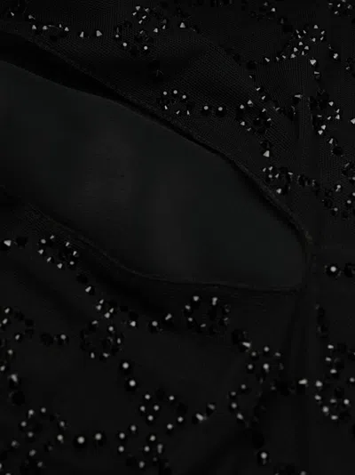 Shop Gucci Elegant Black Crystal Embellished Tulle Mini Dress For Women