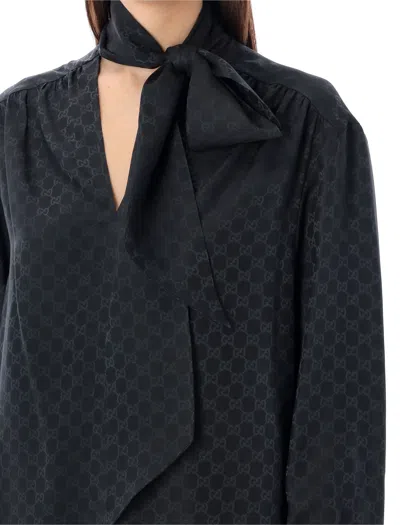 Shop Gucci Gg Silk Shirt In Black
