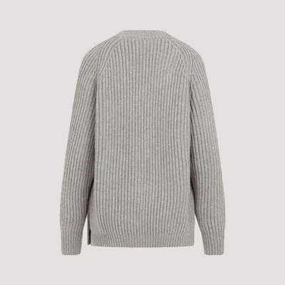 Shop Gucci Grey Ribbed Wool-cashmere Sweater For Women