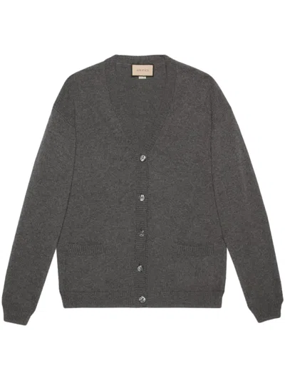 Shop Gucci Luxurious Grey Cashmere Cardigan For Women In Gray