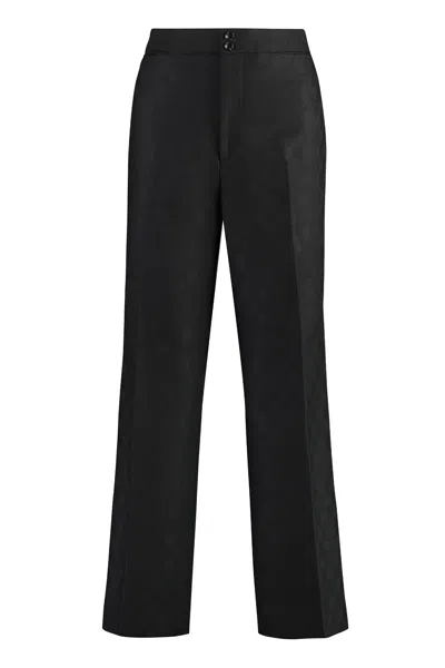 Shop Gucci Luxury Wool Trouser With Chic Jacquard Motif In Black