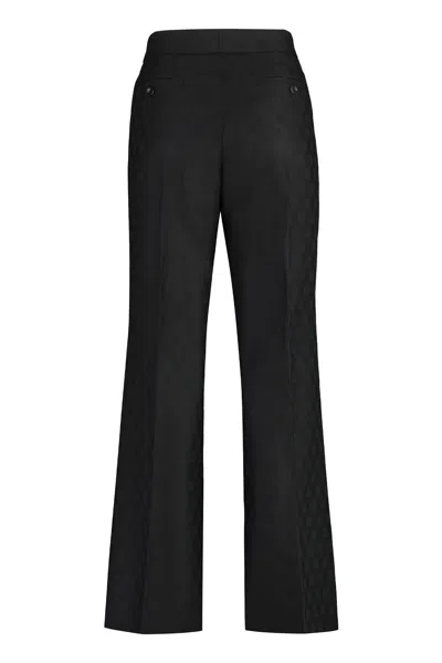 Shop Gucci Luxury Wool Trouser With Chic Jacquard Motif In Black