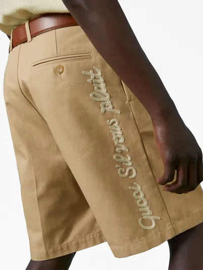 Shop Gucci Men's Beige Cotton Bermuda Shorts For Fall/winter 2024