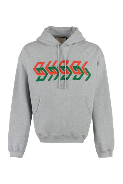 Shop Gucci Men's Grey Cotton Hoodie