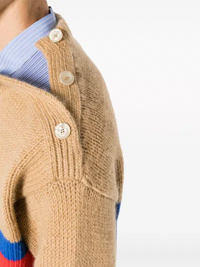 Shop Gucci Men's Striped Wool-blend Jumper In Camel For Fw23